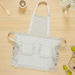 My Texas House Polyester/Cotton 30" x 34" Stripe Ruffle Apron, Taupe